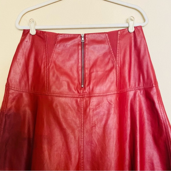 BCBG MaxAzria Camber A-line Faux Leather Skirt in Merlot Size Medium - Picture 6 of 16
